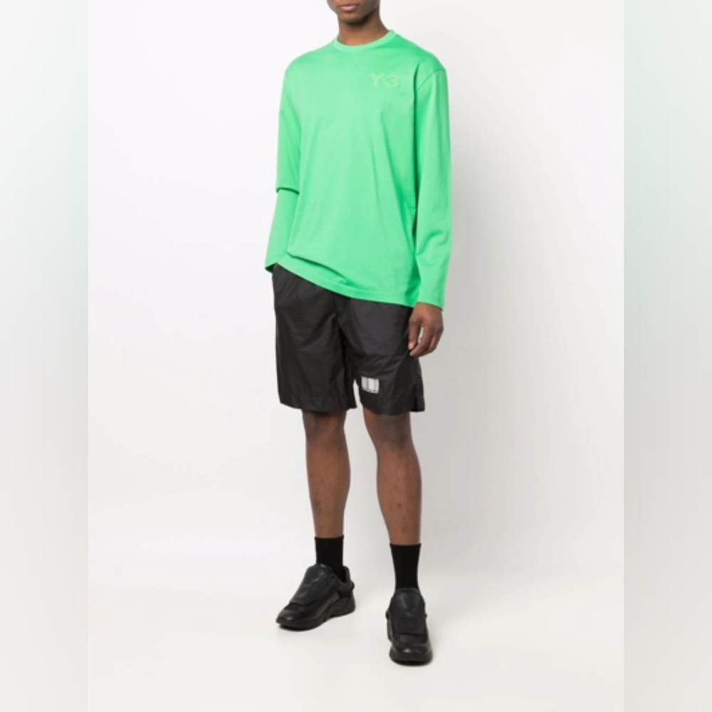 Y-3 Chest Logo Apple Green 100% Cotton Jumper Long Sleeve T shirt size M